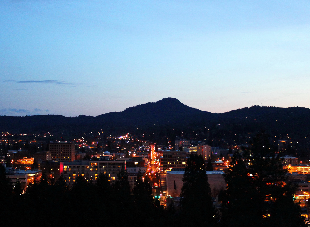 Downtown Eugene Oregon at night